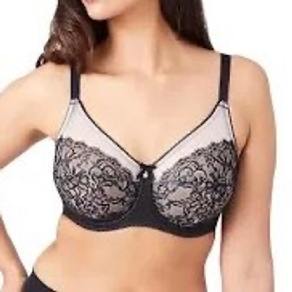 Wacoal Retro Chic Full Figure Underwire Lace Bra 855186 Black 34DDD